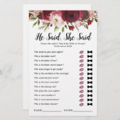 Papier Il A Dit Qu'Elle A Dit Burgundy Fête des mariées G (Devant / Derrière)