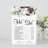 Papier Il a dit qu'elle a dit Burgundy Floral Bridal Game (Debout devant)