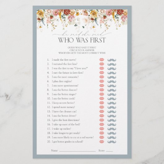 Papier Il A Dit Qu'Elle A Dit Dusty Blue Fête des mariées (Devant)