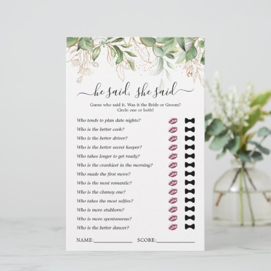 Papier Il A Dit Qu'Elle A Dit Eucalyptus Fête des mariées (Debout devant)