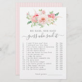 Papier Il A Dit Qu'Elle A Dit Fête des mariées Game (Devant / Derrière)