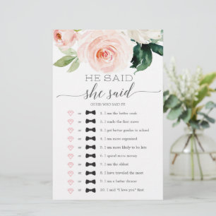 Papier Il A Dit Qu'Elle A Dit Fête des mariées Game