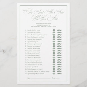 Papier Il A Dit Qu'Elle A Dit Green Script Fête des marié