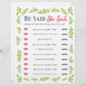 Papier Il a dit qu'elle a dit illustré le jeu de feuillag (Devant / Derrière)