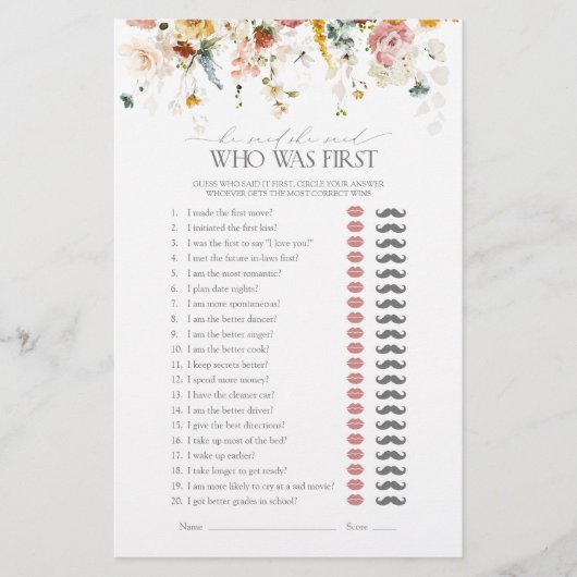 Papier Il A Dit Qu'Elle A Dit Jardin Fleurs Fête des mari (Devant)