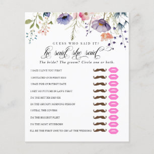 Papier Il a dit qu'elle a dit Jeu de Baby Shower