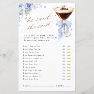 Papier Il a dit qu'elle a dit jeu de Baby Shower Mariage