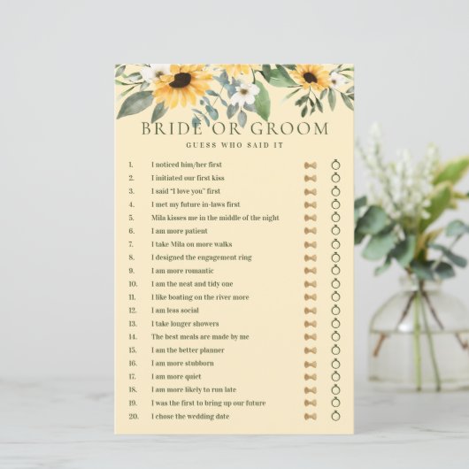 Papier Il A Dit Qu'Elle A Dit Jeu Fleuri Jaune Tournesol (Debout devant)