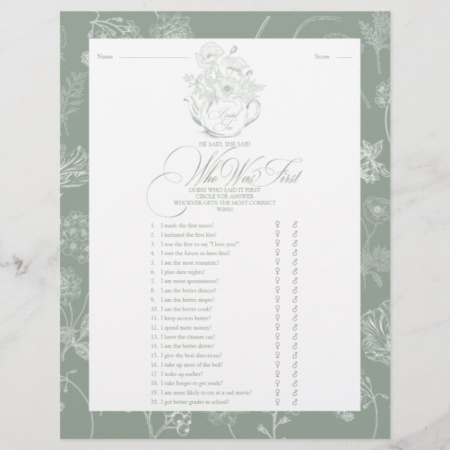 Papier Il a dit qu'elle a dit le jeu de Fête des mariées (Devant)