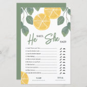 Papier Il a dit qu'elle a dit Lemon Fête des mariées Game (Devant / Derrière)