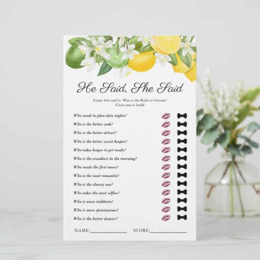 Papier Il A Dit Qu'Elle A Dit Lemon Green Fête des mariée (Debout devant)