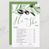 Papier Il a dit qu'elle a dit Olive Branch Briding Game (Devant / Derrière)