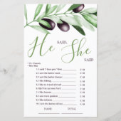 Papier Il a dit qu'elle a dit Olive Branch Briding Game (Devant)