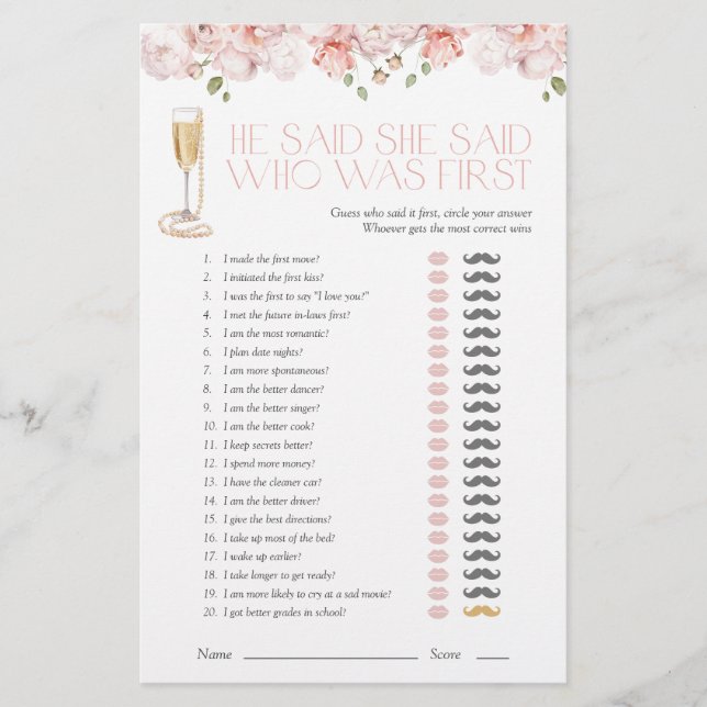 Papier Il A Dit Qu'Elle A Dit Pétales & Perles Jeu De Dou (Devant)