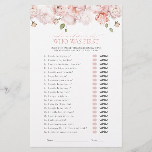 Papier Il A Dit Qu'Elle A Dit Pink Flowers Fête des marié (Devant)