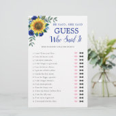 Papier Il A Dit Qu'Elle A Dit Sunflower Blue Fête des mar (Debout devant)