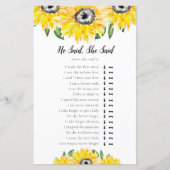 Papier Il A Dit Qu'Elle A Dit Sunflower Fête des mariées (Devant)