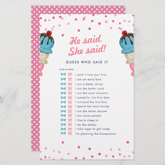 Papier Il A Dit Qu'Elle Devine Qui Meilleur Jeu De Fête d (Devant / Derrière)