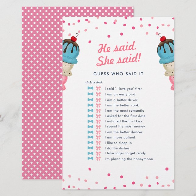 Papier Il A Dit Qu'Elle Devine Qui Meilleur Jeu De Fête d (Devant / Derrière)