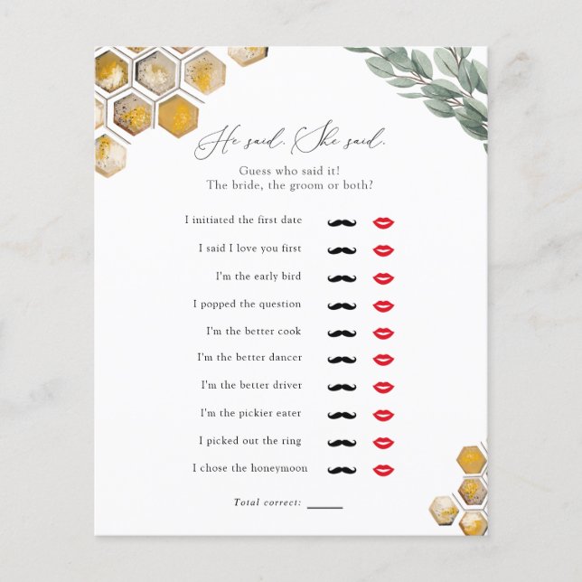 Papier Il Dit Qu'Elle A Dit Fête des mariées Game (Devant)