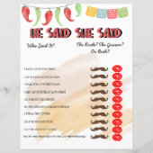 Papier Il Dit Qu'Elle A Dit : | Jeu de Fête des mariées (Devant)