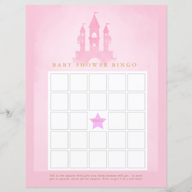 Papier Il Était Une Fois Castle Baby shower Bingo (Devant)