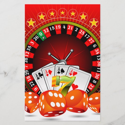 Papier Illustration de casino avec roulette et dés (Devant)