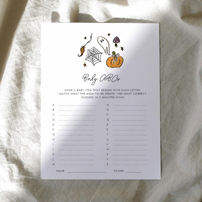 Papier Illustrations Halloween Baby ABC Baby shower Jeu (A Little Boo is Almost Due Halloween Illustrations Baby ABC Baby Shower Game)