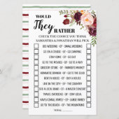 Papier Ils préfèrent Marsala Fleurs Douche jeu (Devant / Derrière)