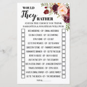 Papier Ils préfèrent Marsala Fleurs Douche jeu (Devant)