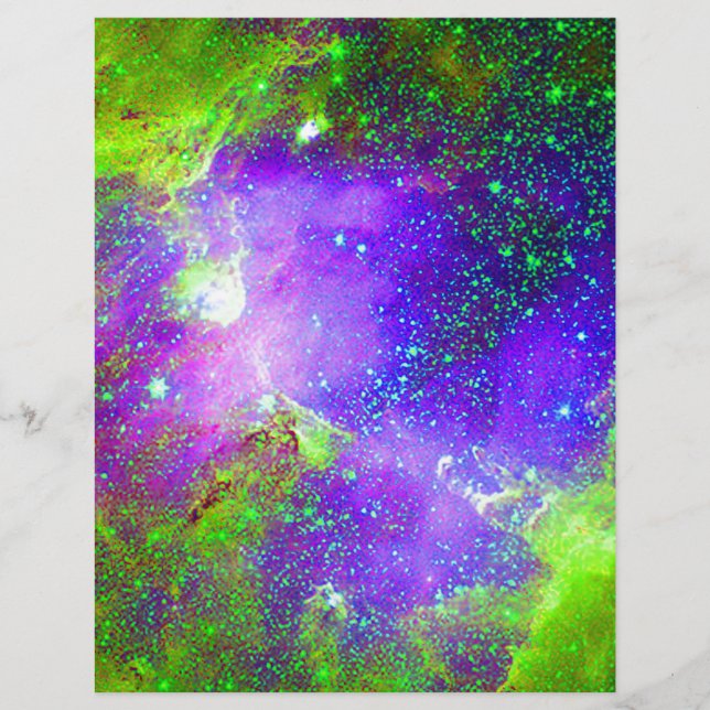 Papier image de l'espace Galaxy violet et vert Nebula. (Devant)