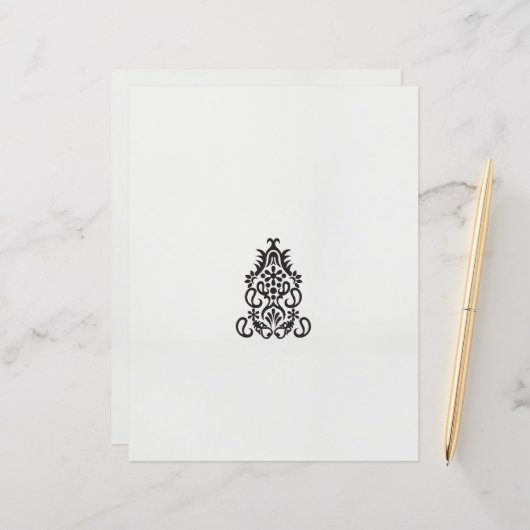 Papier image en noir et blanc d'un design orné (Devant/Arrière en situation)