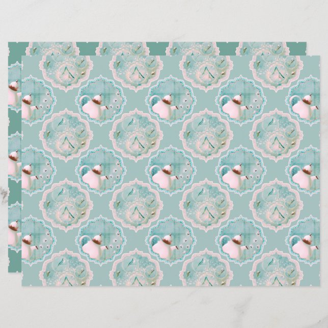 Papier Imaginaire de thé et de tulipes (Devant / Derrière)