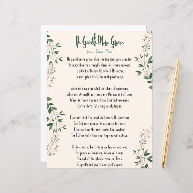 Papier Impression - Annie Johnson Flint 'Il donne plus de (Devant/Arrière en situation)