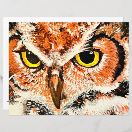 Papier Impression de peinture de hibou (Devant / Derrière)