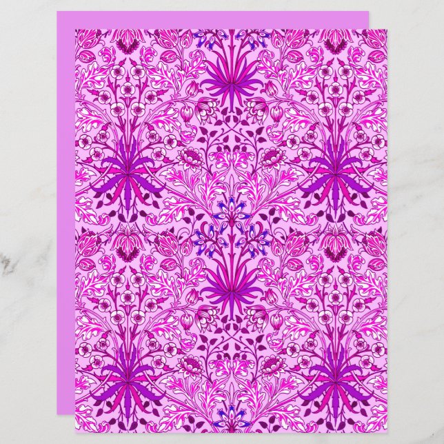 Papier Impression Hyacinthe de William Morris, lavande et (Devant / Derrière)