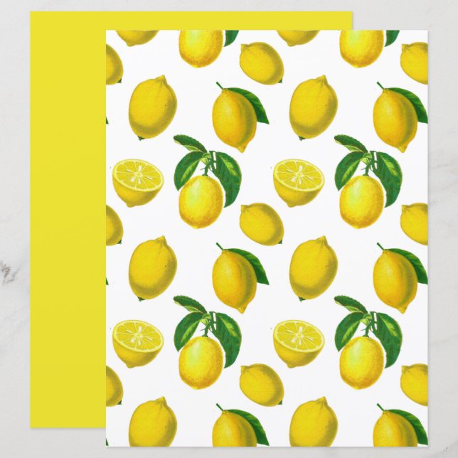 Papier Impression vintage de citron végétal (Devant / Derrière)