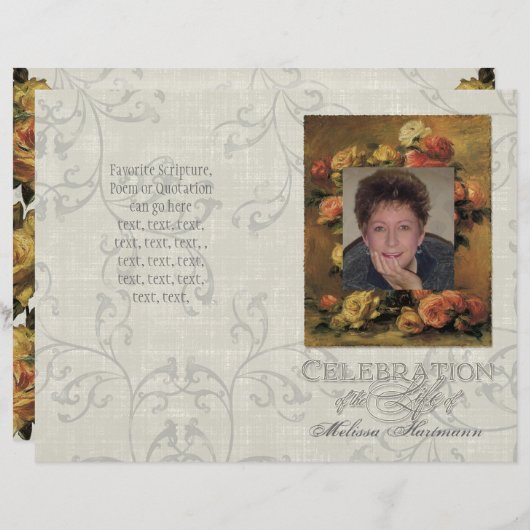 Papier Impressionniste Coral Jaune Rose 2 Service commémo (Devant / Derrière)