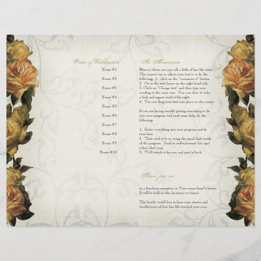 Papier Impressionniste Coral Jaune Rose 2 Service commémo (Dos)