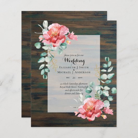 Papier INFÉRIEUR BUDGET Red Floral Eucalyptus (Devant / Derrière)