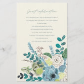 Papier Informations pour les invités de fleurs de vert de (Devant)
