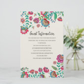 Papier Informations pour les invités de fleurs rouges et (Debout devant)