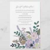 Papier Informations pour les invités fleurs gris et lavan (Devant)