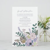 Papier Informations pour les invités fleurs gris et lavan (Debout devant)