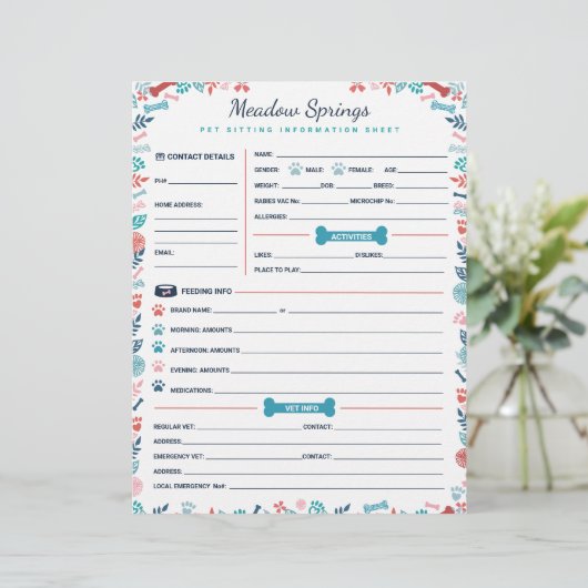 Papier Informations sur la pose du chien et de l'animal d (Debout devant)