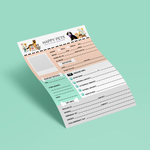 Papier Informations sur la position du chien et de l'anim