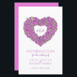 Papier Informations sur les invités du mariage de coeur d<br><div class="desc">Fiche d'information du mariage du bouquet de coeur de Tulip. Joli dépliant d'information mariage idéal pour aider votre invité à comprendre comment atteindre votre destination mariage et voir l'horaire, l'information d'hébergement et les détails du hashtag sur les médias sociaux le jour de votre mariage. Personnalisez avec vos propres détails. Jolies...</div>
