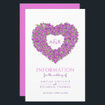 Papier Informations sur les invités du mariage de coeur d<br><div class="desc">Fiche d'information du mariage du bouquet de coeur de Tulip. Joli dépliant d'information mariage idéal pour aider votre invité à comprendre comment atteindre votre destination mariage et voir l'horaire, l'information d'hébergement et les détails du hashtag sur les médias sociaux le jour de votre mariage. Personnalisez avec vos propres détails. Jolies...</div>
