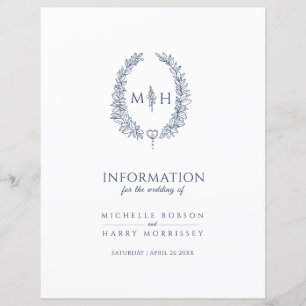 Papier Informations sur l'invité du mariage de couronnes 