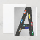 Papier initial letter A in the shape of a road (Devant / Derrière)